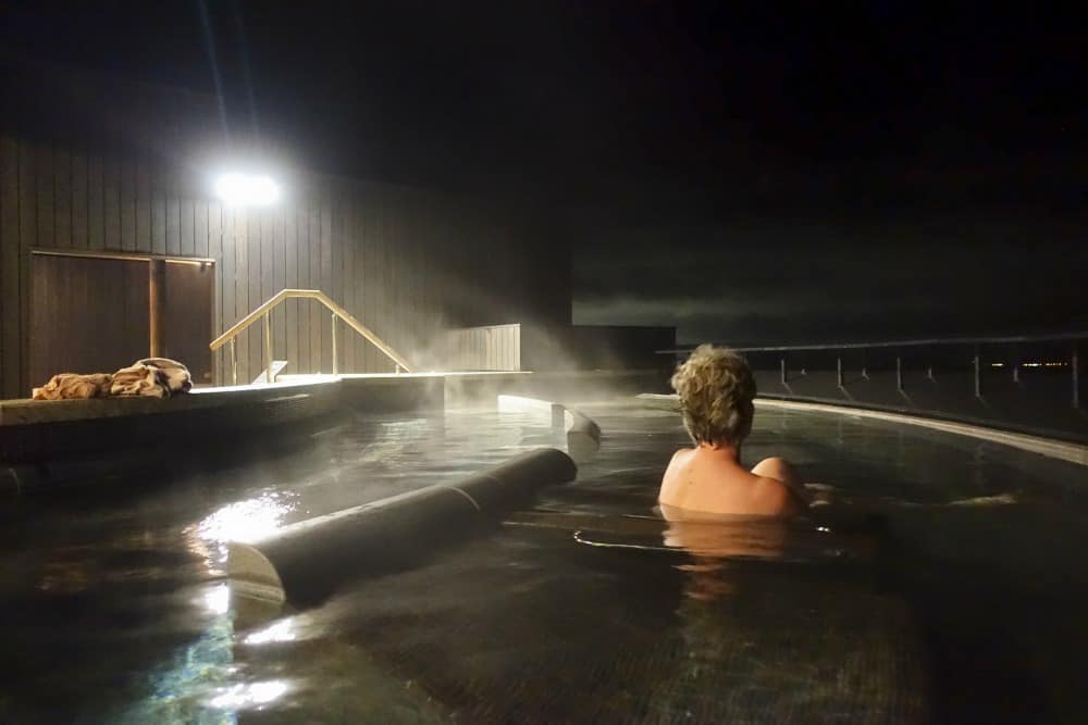 Soaking in a Japanese onsen